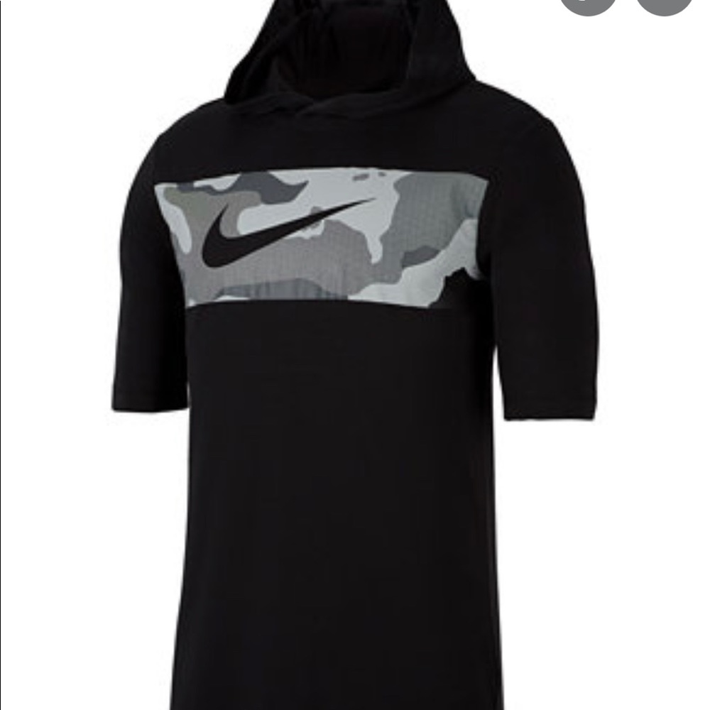 Olive Green Nike Colorblocked Camo Hooded Shirt